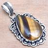 Pendant Tiger's Eye Gemstone Gift For Her Silver Jewelry 2"