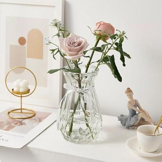 Vase Glass Stylish Single Flower Holder Simple Container Transparent Base Decorative Home Decoration Height 15CM