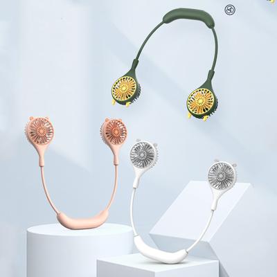 New Folding Mini Neck Fan Band Hands-Free Hanging USB Rechargeble Dual Fan Cooler Summer Portable Camping Small Fans Gifts