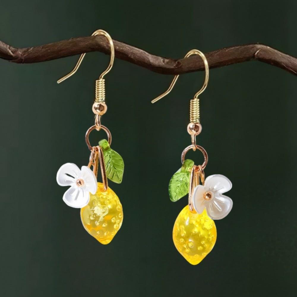Acrylic Lemon Shaped Necklace Sweet Fruit Hooks Earring New Dangle Earrings  Party