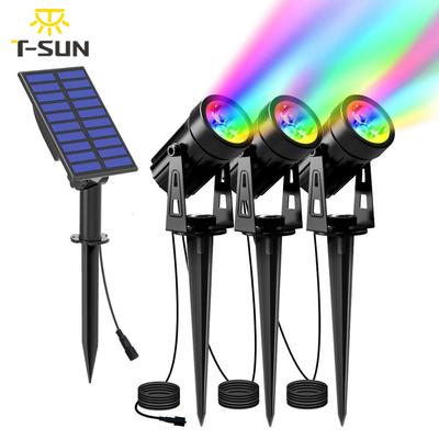 T-SUN Solar Spotlight IP65 Waterproof RGB Solar Light Garden Light Outdoor Solar Power Lamp For Landscape Garden Decoration