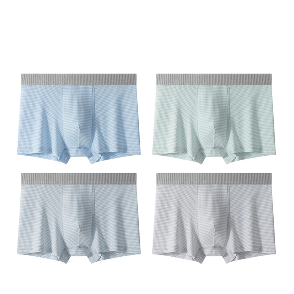 Men's Boxer Briefs 4 Pack Lightweight Breathable Underwear Soft Fabric Comfortable Fit Elastic Waistband