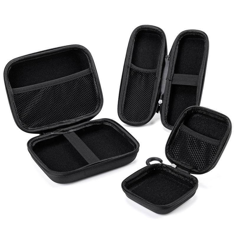 1Pc Hard Shell EVA Storage Box Black Portable Zipper Pouch Carrying Bag Protective Storage Case for Earphone Digital Accessories