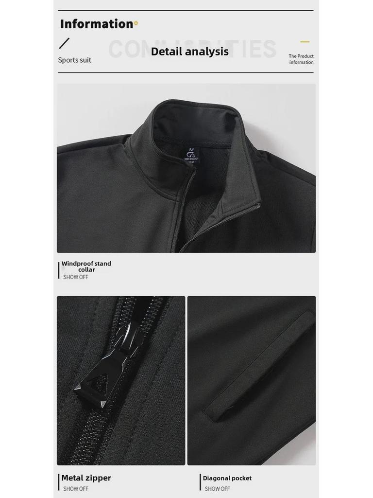 Herren Großer Lässiger Sportanzug: Frühlings-/Herbst-Dreiteiler mit Strickjacke, Stehkragen, langen Ärmeln und Pullover.