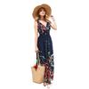 Plus Size Women's Fashion New Ice Silk Screen Flower Beach Long Dress