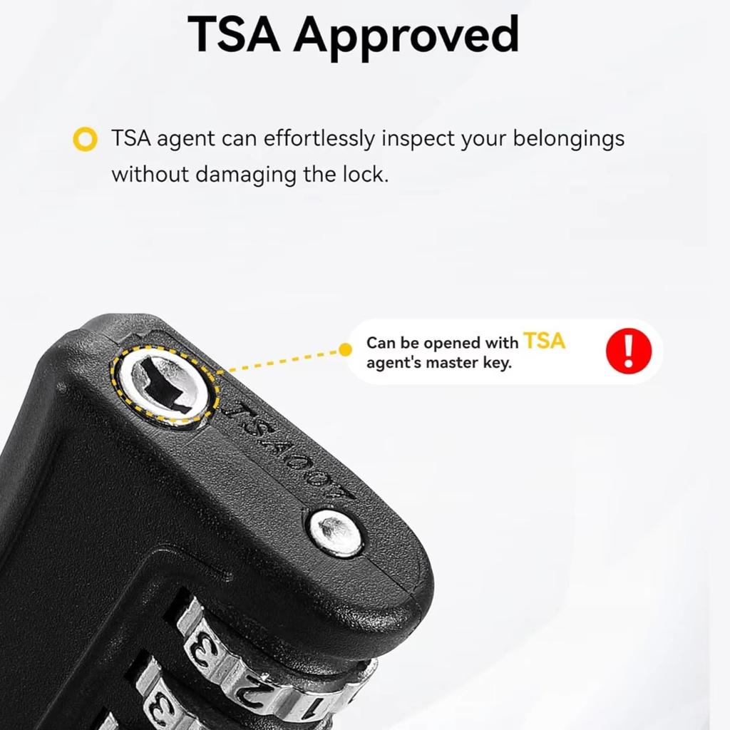 4 Pack TSA Customs Code Lock for Travel Luggage Password Changeable black Lock Contrast Design Padlock 3 Digit Combination Lock