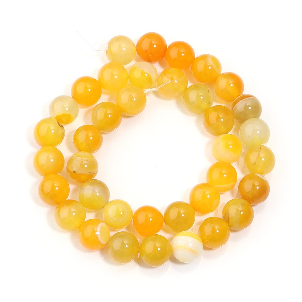 4/6/8/10/12mm Natural Orange Yellow Stripe Agate Stone Beads Round Loose Beads For Jewelry Making DIY Necklace Bracelet Supplies