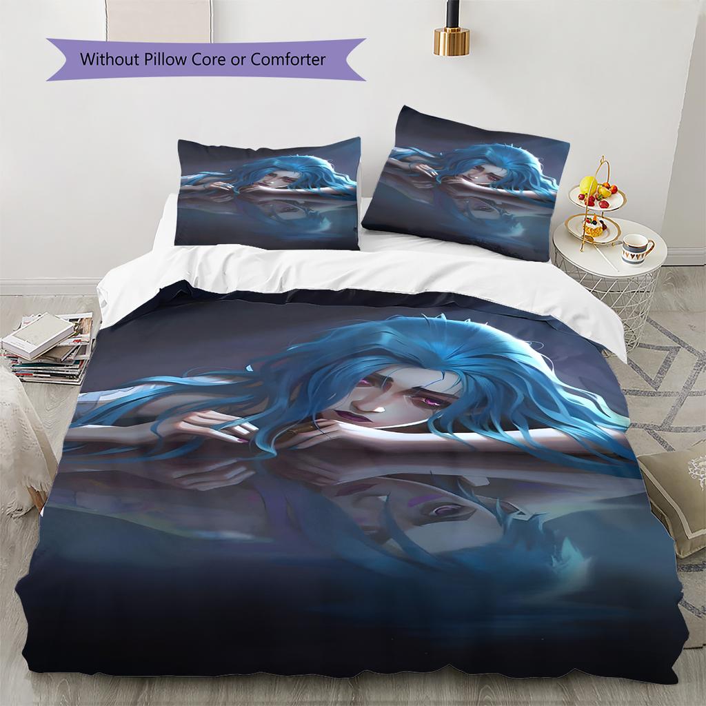Set Copripiumino Trapuntato con Motivo Anime Federe Decorazione Casa Regalo di Compleanno (1 * copripiumino + 2 * federa, senza nucleo)