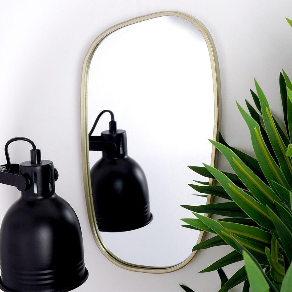 Gold Hanging Circle Wall Mirror in a Gold Metal Frame 35x19.5 cm