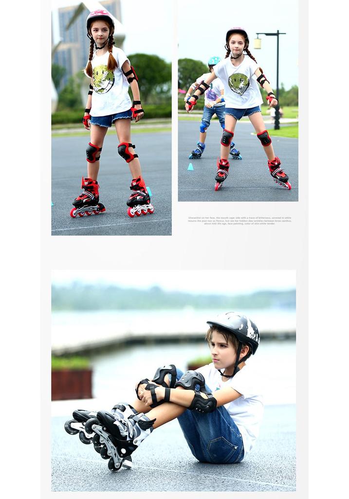 Children's Adjustable Inline Roller Skates Set with Flash Wheels, Helmet, and Protective Gear