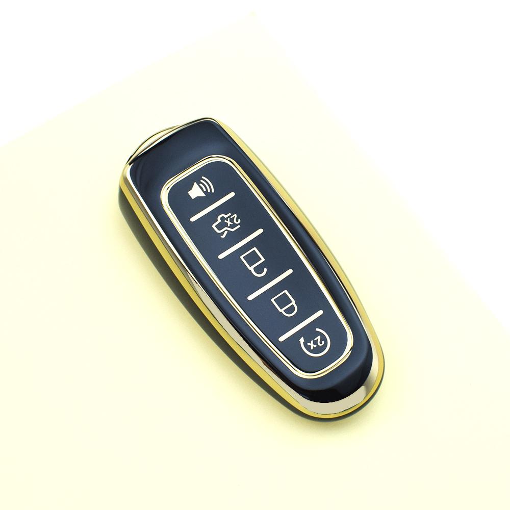 5 Buttons Fashion Gold Edge TPU Remote Key Cover For Ford Edge Escape Expedition Explorer Focus Taurus Flex C-MAX Fob Case Shell Protector