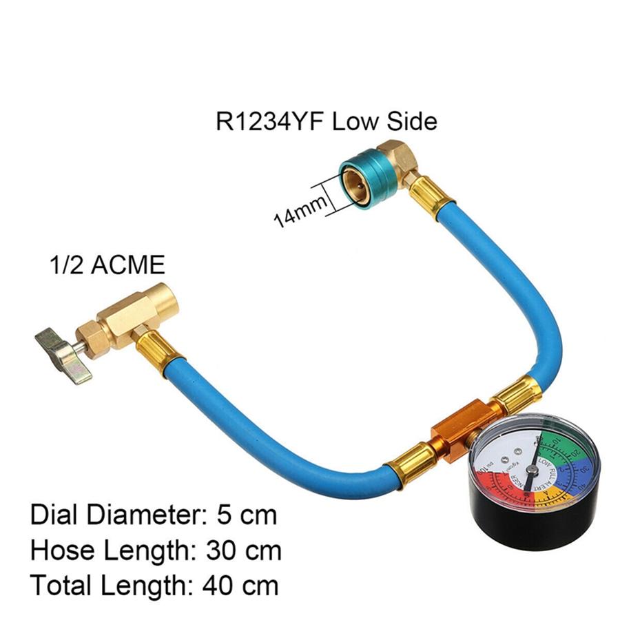 Self-Sealing R1234yf A/C Can Tap 100Psi Gauge Hose Recharge Refrigerant AC Conditioning