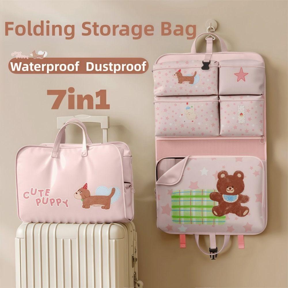 7in1 Foldable Storage Bag Large Capacity Cartoon Pattern Travel Handbag Space-saving Waterproof Clothing Organizer Bag