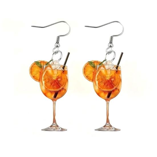 1 Pair Women Earrings Orange Juice Design Drop Earrings Summer Bear Festival Wine Glass Charm Hook Earrings Jewelry Gift