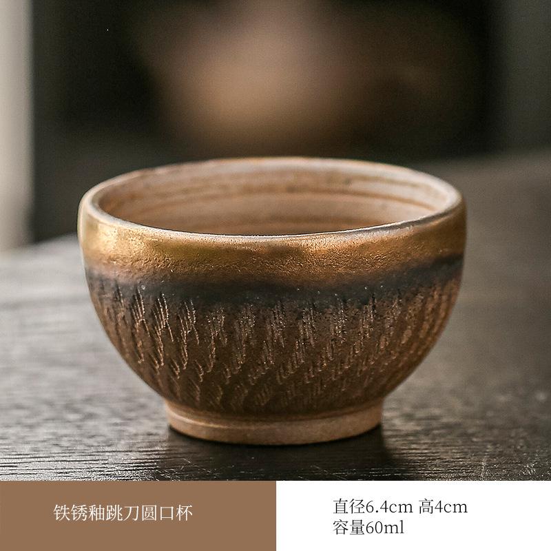 Retro Coarse Pottery Jumping Knife Craft Master Cup Teacup Tea Cup Single Cup Kung Fu Tea Set Household Teacup