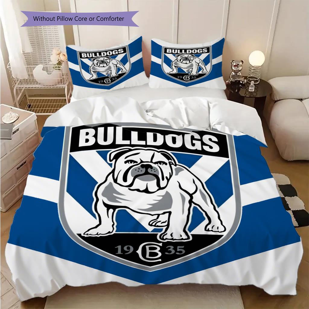Canterbury Bulldogs Muster Bettwäsche Steppdecke Set Bettbezug Kissenbezug Heimdekoration Geburtstagsgeschenk (1 Bettbezug + 2 Kissenbezüge, ohne Füllung)