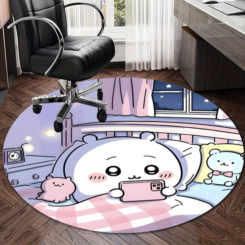 Personalized Chiikawa Round Chair Office Rug - Perfect for Mat, Office Chair & More - Ideal Gift for Birthdays and Holidays