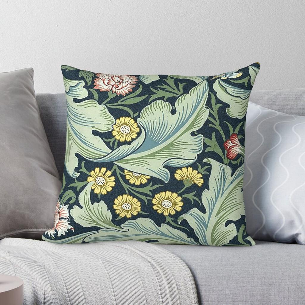 William Morris Blumendekor Quadratische Kissenhülle Polyester Leinen Samt Muster Reißverschluss Dekoration Sofa Sitzkissenbezug