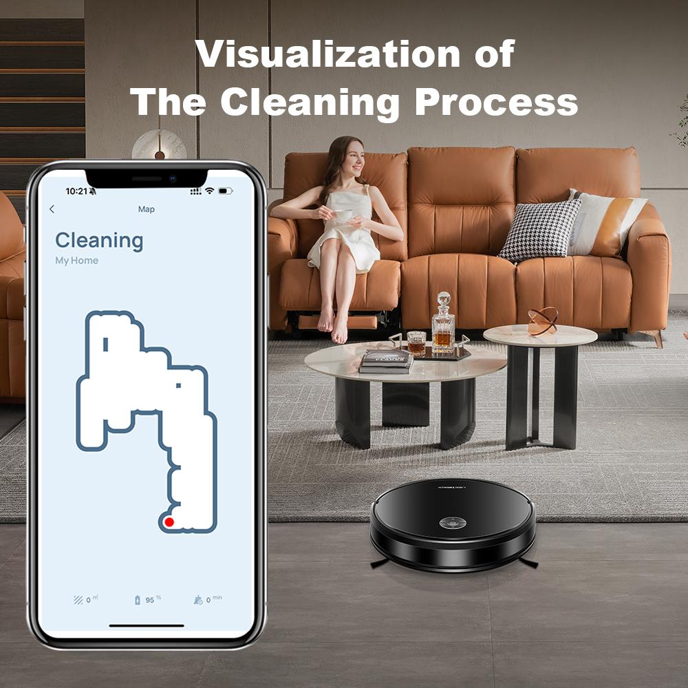 LIECTROUX C7 Robot Vacuum Cleaner AI Map Route,Memory,Super Smart Partition,WiFi App,6000Pa Suction,Electric WaterTank,Wet Mop
