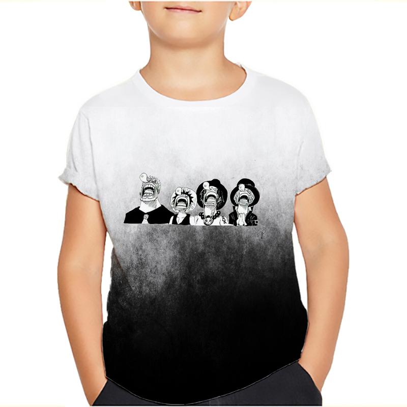 One Piece Luffy T Shirt Four Emperors Short Sleeve Zoro Sanji Chopper Ace Law Tee Children's Clothing Fashion Costumes for Kids Top