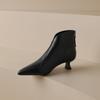 Fashion V-mouth Ankle Boots for Women Elegant Pointed Toe Thick Middle Heels Women's Shoes Brown Black Retro Soft Leather Chelsea Botas