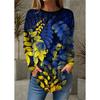 Módní dámské tričko Tričko List 3D potisk Ležérní Dovolená Móda Dlouhý rukáv Tričko Kulatý výstřih Žlutá Letní Mikina Pulovr