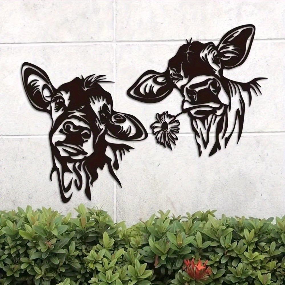 Black Metal Cow Wall Decor Rustic Kitchen Cafe Farmhouse Hanging Art