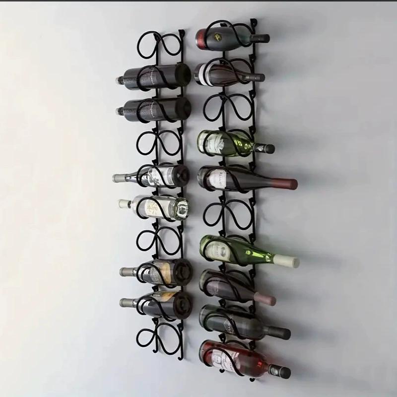 Wrought Iron Bathroom Towel Rack Wall-Mounted Wine Bottle Display Rack Simple Multifunctional Storage Shelf