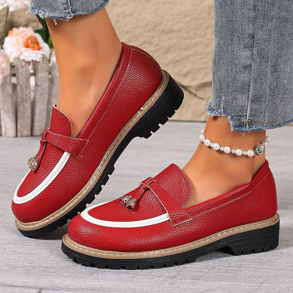 Women's Platform Loafers Slip On Casual Oxford Shoes Chunky Sole Comfortable Walking Footwear