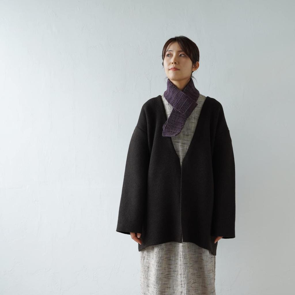 Raw Wool Itohenlab. Knitting Kit for Beginners BC-3 Long Crochet Mini Scarf, Purple