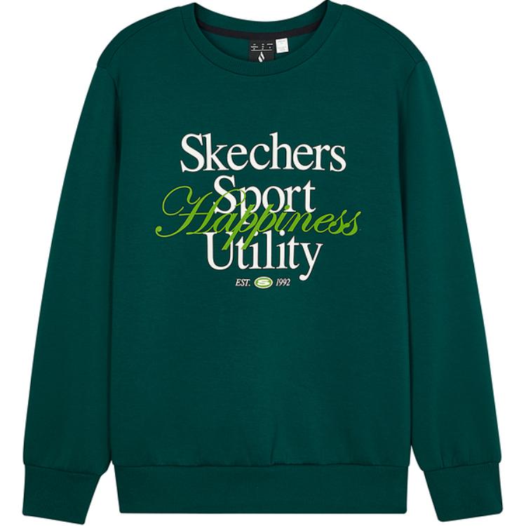 Skechers Sports Casual Round Neck Knitted Pullover Comfortable Sweatshirt Women sweatshirt Garden-Green L324W019-00XW M