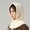 Schlichter Schal im koreanischen Stil mit integriertem Nackenschutz, warm, gestrickt, Wolle, Ohrenschutz, Schal, Mütze