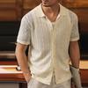 Men's Ice Silk Hollow Knit Short Sleeve Polo Cardigan