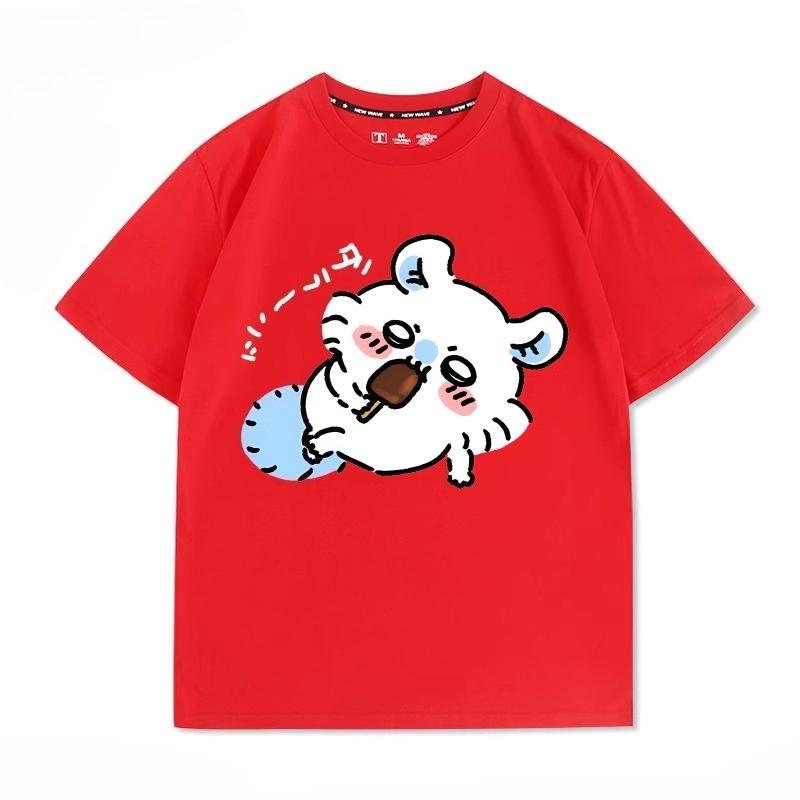Miniso Cartoon Cute Chiikawa Printed Women Men Short-sleeved T-shirt Summer Casual Fashion Cotton Teenagers Loose Clothes