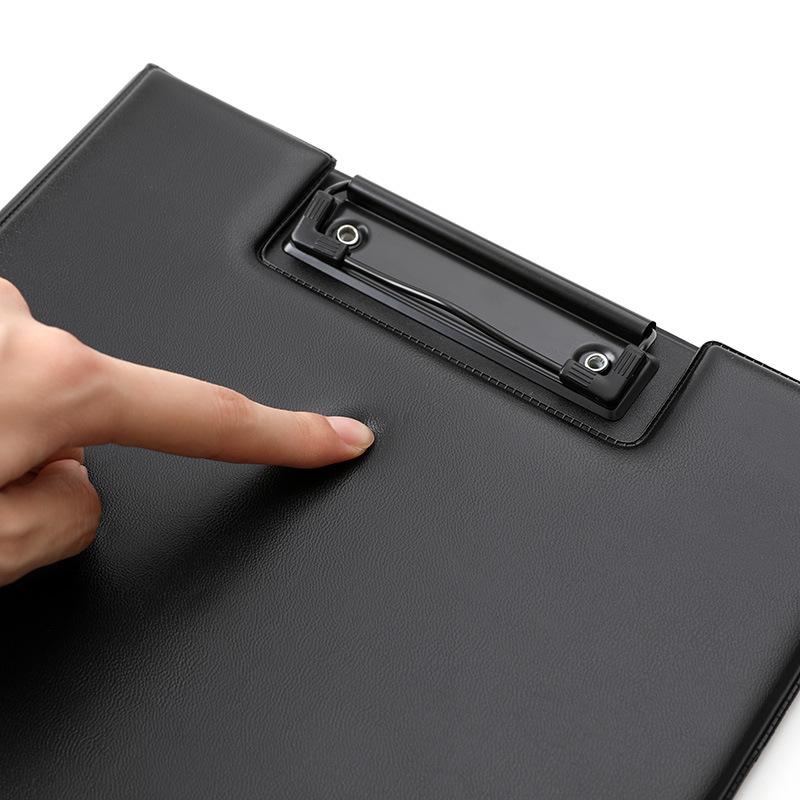High Quality PU Leather A4 A5 Clipboard Foldable Clipboard Business Office Document Folder Built-in File Pouch Black Writing Pad