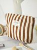 Women Stripe Comestic Case Clutch Pouch Canvas Makeup Storage Bag Women Handbag Portable Toiletry Travel Organizer Case