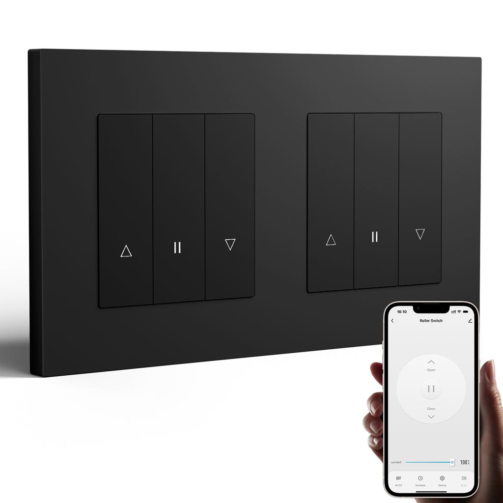BSEED Zigbee Shutter Switch Series Wall Smart Click Switches Yellow Backlight Plastic Frame Tuya APP Roller Switch