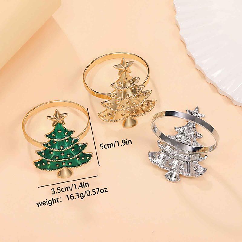 6Pcs Christmas Napkin Rings Xmas Tree Ornaments Christmas Home Kitchen Dinner Table Decoration New Year Party Supplies