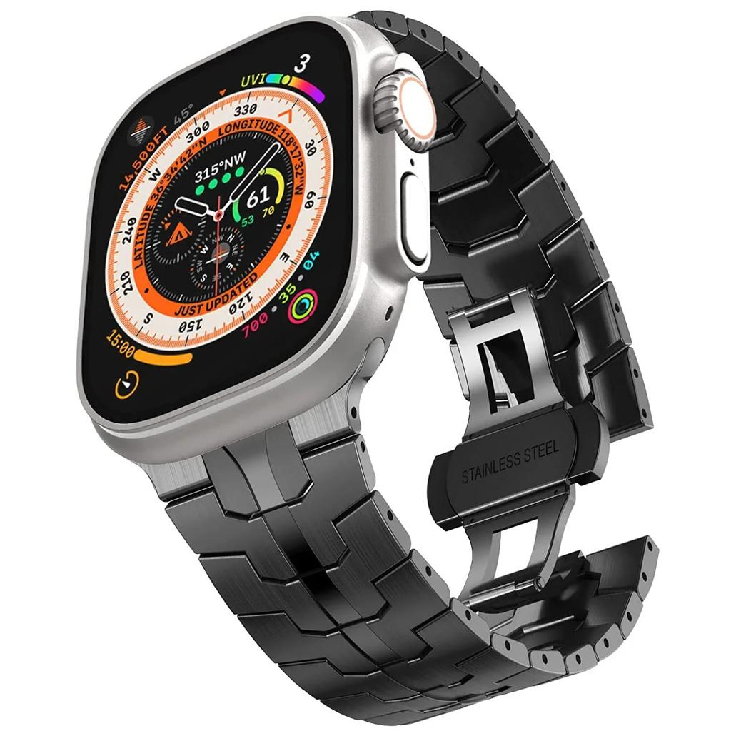 Titanium Color Stainless Steel Strap For Apple Watch Ultra 49mm 10 9 8 7 6 5 4 SE Luxury Metal Wristband Belt iWatch 46/42/45/41/44/40mm Correa