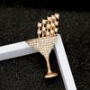 Cocktail Cup Shape Brooch for Women - Shining Rhinestone Alloy Pin, Clothing Bags Backpacks Jackets Hat Badge, Jewelry DIY Accessories