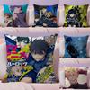 BBlue LockK Anime Cushion Cover Natural Linen Pillow Case DoubleSided Print Decorative Sofa Pillowcase Home Decor Gift