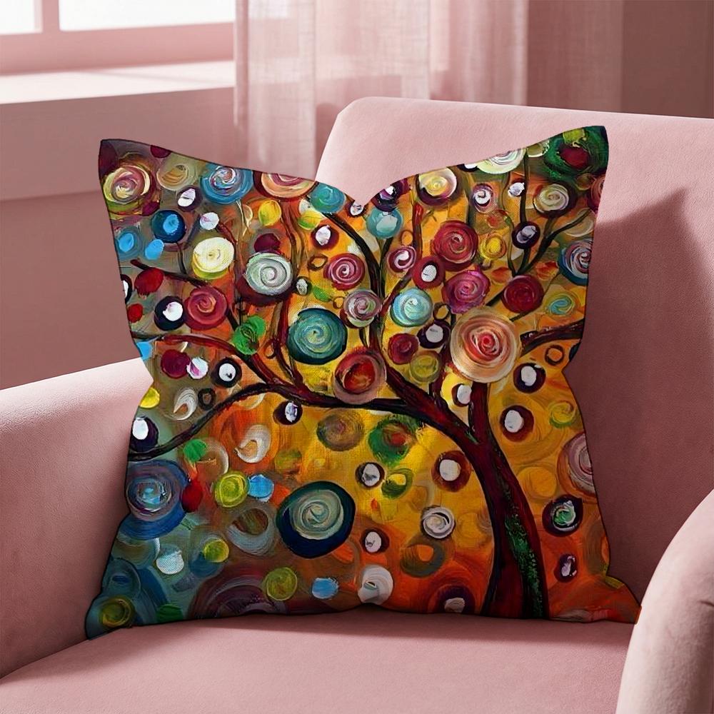 Colored Tree Cushion Cover Multi-Scene Pillow Cover for Home & Car - Reversible, Soft & Durable for Daily Use