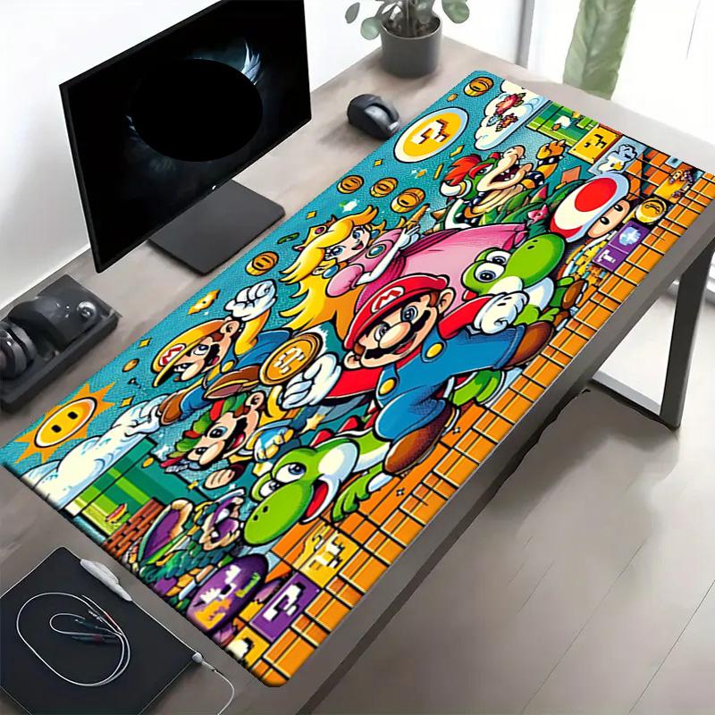 Super Mario Print Mouse Pad, Anti‑Slip Desktop keyboard Mat, for PC Laptop Gaming Working Daily Use, Cool Festival Surprise Gift