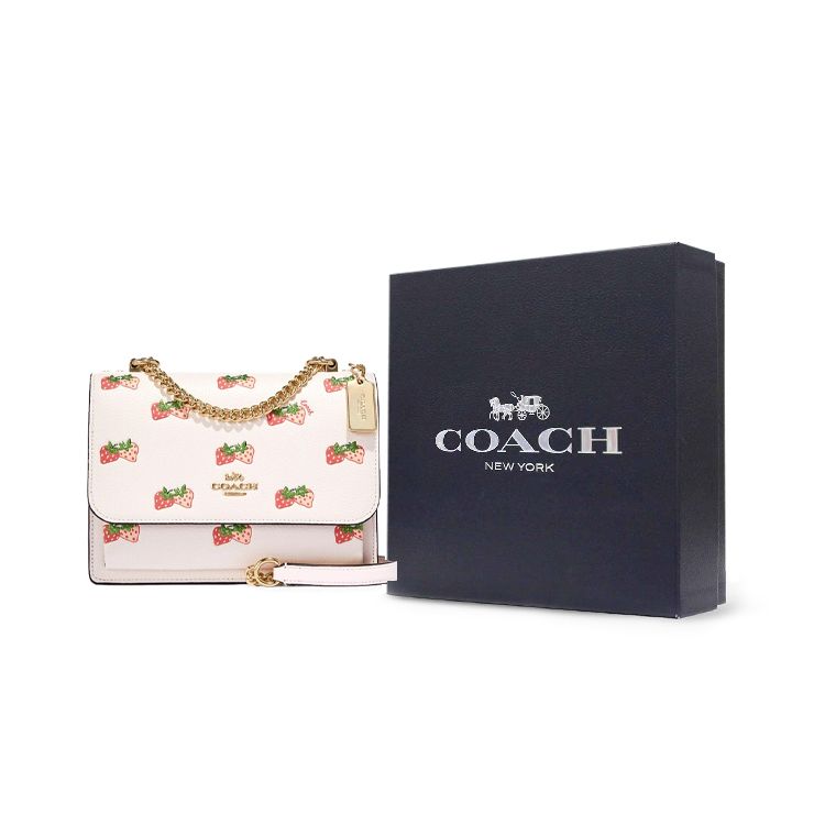 Coach Klare 21 Strawberry Print Chain Shoulder Strap Leather Accordion Bag Women Shoulder Bag CB599-IMCAH