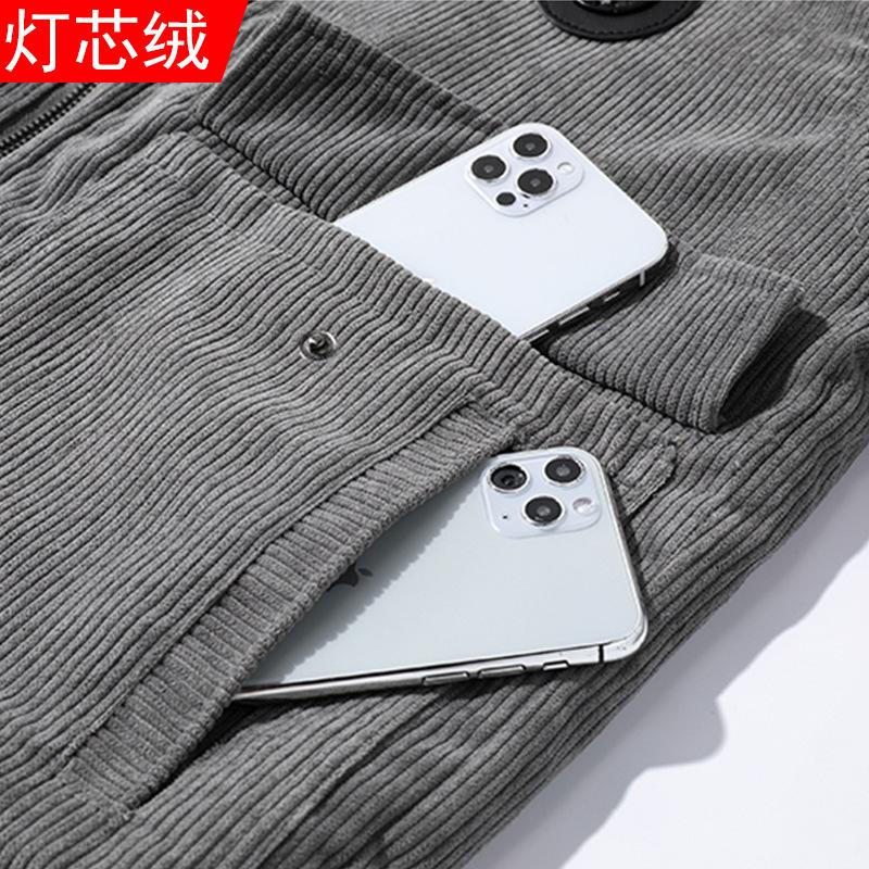 Winter Corduroy Jacket Men's Gown Cotton Fleece Winter Cotton Jacket Lapel Lamb Fleece Men's Jacket Dad's Wear
