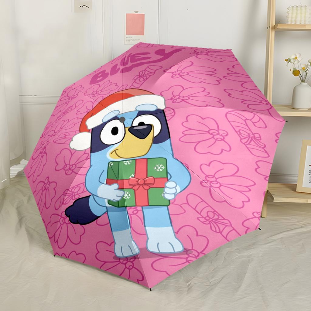 Bluey Friends Adventure Portable Automatic Umbrella with 8-Rib Foldable Design for Outdoor Daily Use Compact Folding Umbrella