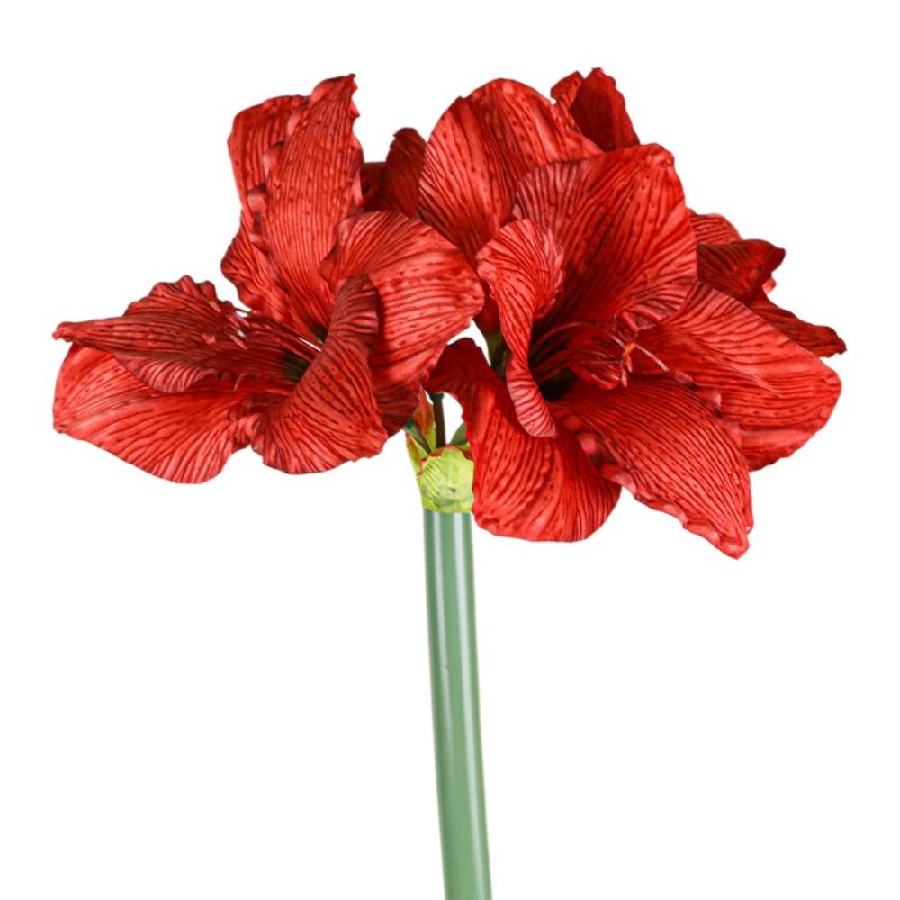 4 Heads Artificial Clivia Flowers Branch Real Touch Fake Flower  Outdoor Garden Decor