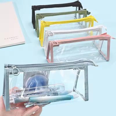 Transparent Soft Pen Bag Clear Pen Case Waterproof Pencil Bag Portable Pencil Case For Office School Stationery Student Supplies