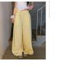 2025 Women's Yellow Jacquard Straight-Leg High-Waisted Slimming Summer Pants