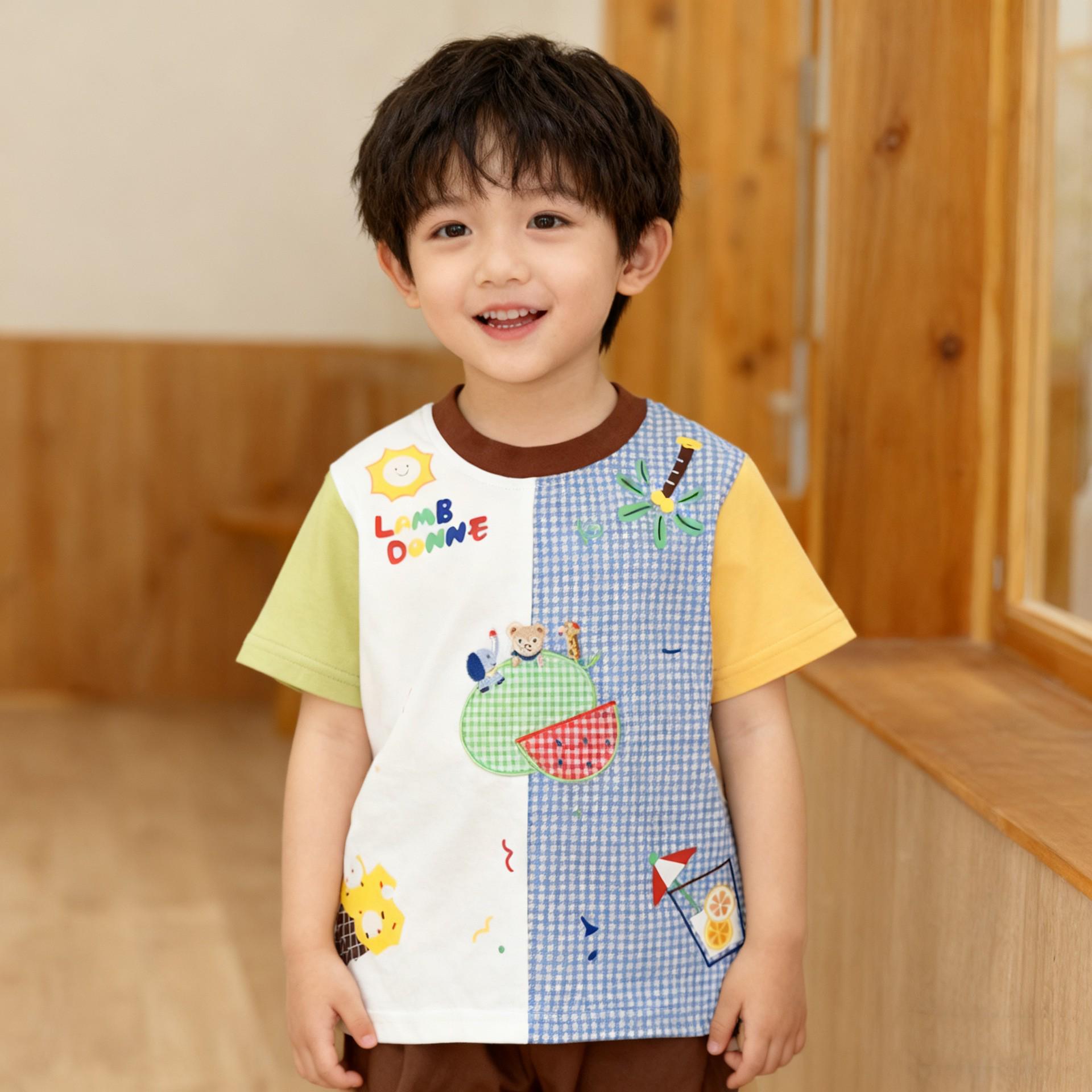 Girls  Cartoon Patchwork Short Sleeve T-shirt - Summer 26 Collection 90cm